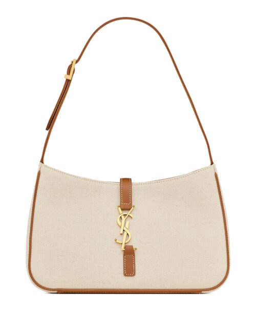 Saint Laurent Le 5 A 7 In Canvas And Leather Coffee